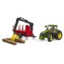 Bruder tractor John Deere 7R 350 cu remorca forestiera si 4 busteni